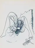 Wolf Vostell, Untitled, 1990, India ink on verso of printed catalogue paper