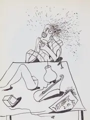 Untitled by Wolf Vostell, 1990, India ink on verso of printed catalogue paper, sold Dec 2018