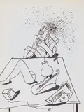 Wolf Vostell, Untitled, 1990, India ink on verso of printed catalogue paper