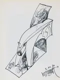 Wolf Vostell, Untitled, 1990, India ink on verso of printed catalogue paper