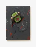 Wolf Vostell, Untitled, 1983, Assemblage: telephone, bones, brush and oil on panel