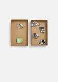 Robert Filliou, MAY 22, 1973 8.29 to 8.32 AM, 1973, 2-part object: each cardboard box partly with pencil, paper, photographs with cords