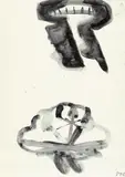 Maria Lassnig, Oben u. Unten, 1987, India ink on card