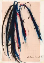 Untitled by Arnulf Rainer, 1973, Oil crayon and graphite on acetate paper with millimeter paper pattern mounted on card with adhesive tape, sold Dec 2018