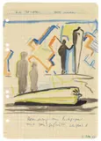 Sigmar Polke, Untitled (Riesending aus Packpapier...), 1968, Watercolour and biro on chequered ring book paper