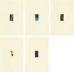 Blinky Palermo, Heinz Gappmayr. Visuelle Gedichte. Palermo. Fünf Miniaturen, 1972, 5 colour foil embossing on heavy watercolour liad paper pegged into paperback booklet