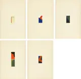 Fünf Miniaturen by Blinky Palermo, 1972, 5 coloured foil embossings on card. Each, offered Dec 2018