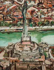 Roma, Castel S. Angelo by Ralph Fleck, 1986, Oil on canvas, sold Dec 2018