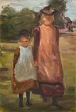 Max Liebermann, Zwei Mädchen aus Laren, 1897, Oil on linen-structured light card, laid down on firm artist's board (original mounting)
