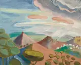 Walter Gramatté, Vom Tibidabo (Barcelona mit Pinien), 1924, Oil on canvas