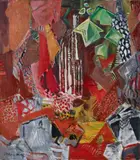 Oskar Moll, Wasserfall mit roten Felsen, 1940, Oil on canvas