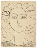 Françoise aux cheveux ondulés by Pablo Picasso, 1946, Lithograph on wove paper with watermark "Arches", sold Nov 2018
