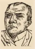 Max Beckmann, Selbstbildnis, 1922, Holzschnitt auf leicht rosafarbenem Japan