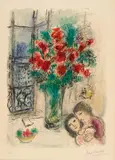 Les Fleurs rouges by Marc Chagall, 1973, Colour lithograph on wove paper with watermark "Arches", sold Nov 2018