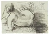 Otto Dix, Akt auf grünem Papier, 1931, Charcoal, wiped, on greenish wove paper 37.2 x 54.5/