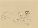 Stierkampf, Cassis. Verso: Stierkampfszene, Cassis. by George Grosz, 1927, Double-sided sketchbook sheet. Each pen and ink drawing on firm drawing paper, sold Nov 2018