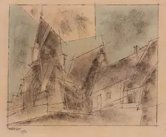 Possendorf by Lyonel Feininger, 1954, Watercolour, chalk and pen and ink on brownish paper, offered Nov 2018