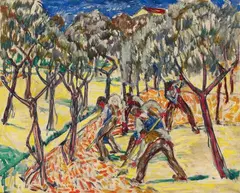 Alexander Gerbig, Italienische Feldarbeiter, 1913, Oil, oil tempera and water-soluble paint on canvas 50/