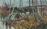 Karl Hagemeister, Herbstliche Landschaft mit Jäger