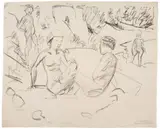 Erich Heckel, Frauen und Kinder, 1915, Black charcoal drawing on ivory-coloured laid paper