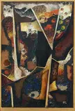 Theo Hölscher, Komposition I./1960, 1960, Material collage and oil tempera on firm card (