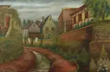 Theo Hölscher, Flussbett, 1928, Oil on wooden panel