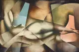 Rudolf Jahns, Abstrakter Akt, 1955, Oil on fibreboard 43.3/