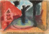 Ida Kerkovius, Kleine Landschaftsstudie, Coloured chalk drawing on textured paper (back of a letter fragment by the artist)