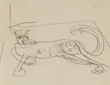 Liegender Leopard by Ernst Ludwig Kirchner, Presumably 1926, Pencil drawing on plain paper (sketch book sheet), sold Nov 2018
