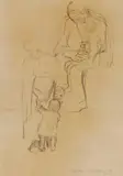 Käthe Kollwitz, Frauen mit Kindern, Circa 1909, Chalk drawing on laid paper with watermark "INGRES JCA France"