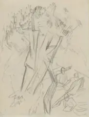 Kirschenernte in Rheindorf by August Macke, 1913, Pencil drawing on thin, slightly textured paper 27.8/28 x 21.3/, offered Nov 2018