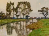 Otto Modersohn, Flusslandschaft, 1917, Oil on panel