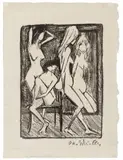Otto Mueller, Drei Mädchen vor dem Spiegel, Circa 1922, Lithograph on laid paper
