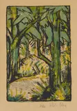 Otto Mueller, Waldlandschaft, Circa 1924, Colour lithograph on copperplate printing paper