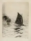 Emil Nolde, Segler und Rauch, 1910, Etching on firm mould-made laid paper