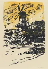 Mühle by Emil Nolde, 1907/1915, Colour lithograph in black, violet, and yellow on wove paper, offered Nov 2018