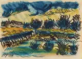 Max Pechstein, Baumspiegelung bei schwerem Wetter, 1919, Watercolour and India ink on thin paper