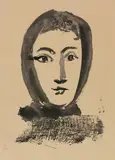 Pablo Picasso, Illustration. Femme au Fichu, 1947, Aquatint etching on wove paper