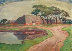 Ingwer Paulsen, Dorfteich in Hattstedt. Verso: Studie aus Halebüll, Oil on canvas, painted on both sides