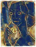 Frau mit gelber Blüte by Christian Rohlfs, 1922, Water tempera and pen and ink on fine Japan, sold Nov 2018
