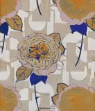 Victor Servranckx, Projet de papier peint (Tapestry design with rose), 1922, Gouache resp. tempera over pencil on thin parchment paper, mounted on card support of mat. The lateral margins each with collage of narrow coloured paper strips 66.4 x 56.8/