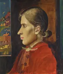 Ludwig Egidius Ronig, Mädchenprofil, Oil on fibreboard 58.3 x 50.2 Framed