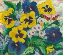 Blumen by Fritz Schaefler, Circa 1935/1940, Oil on canvas. Verso: Discarded composition (bathers), offered Nov 2018