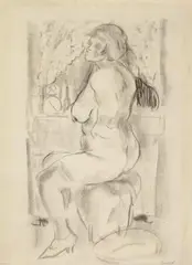 Georg Tappert, Betty, Circa 1913, Black chalk drawing on chamois-coloured paper