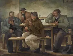 Kartenspieler (Kartenspielende Bauern) by Eberhard Viegener, 1932-1933, Oil on panel, offered Nov 2018