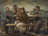 Eberhard Viegener, Kartenspieler (Kartenspielende Bauern), 1932-1933, Oil on panel