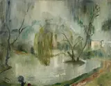 Gert Heinrich Wollheim, Hofgarten in Düsseldorf bei aufkommendem Regen