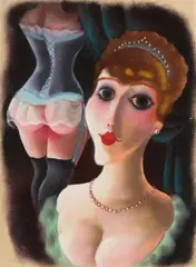 Mädchen mit Collier by Richard Ziegler, 1920er Jahre (1927), Pastel drawing on thin ribbed laid paper, sold Nov 2018