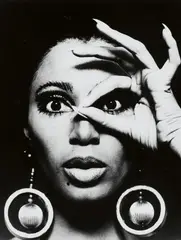 Donyale Luna mit Ohrringen für 'twen' by Charlotte March, 1966, Vintage ferrotyped gelatin silver print, sold Nov 2018