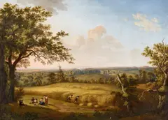 Ludwig Philipp Strack, Landscape near Lake Plön, Oil on canvas, mounted on hardboard